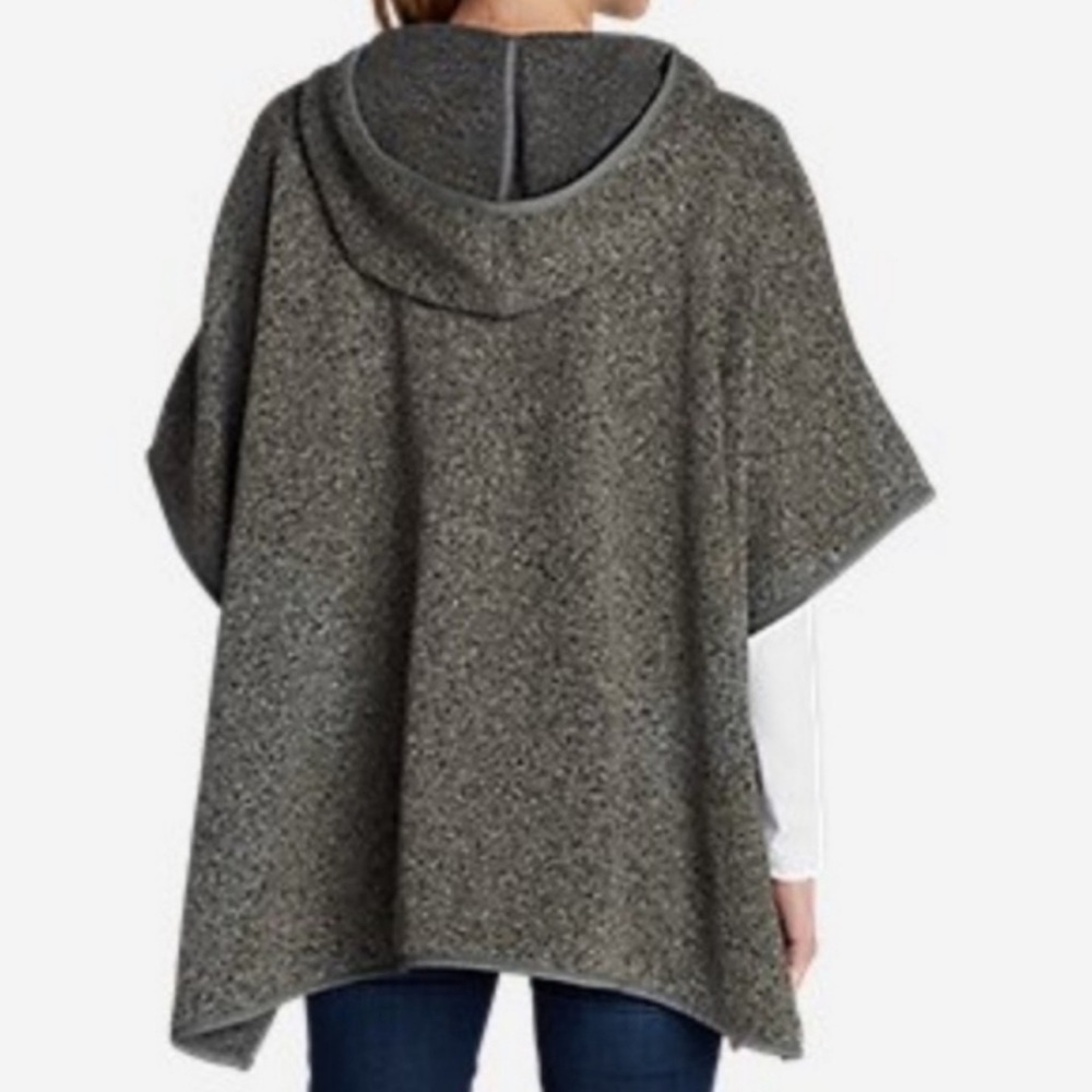 EDDIE Bauer Women's Gray Hooded Poncho Sweatshirt Front Pocket Sz S/M - Picture 15 of 15